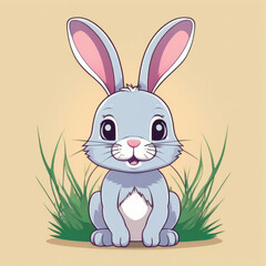 Colorful illustration of a cute Easter bunny isolated on a solid color background.