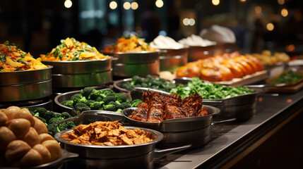 Obraz premium Cuisine Culinary Buffet Dinner Catering Dining Food Celebration Party Concept.