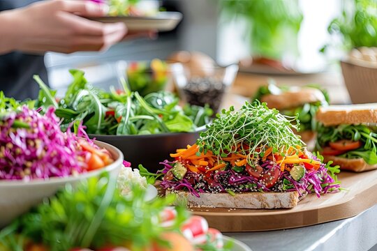 Vibrant high-resolution image of modern kitchen with microgreens in culinary nutrition