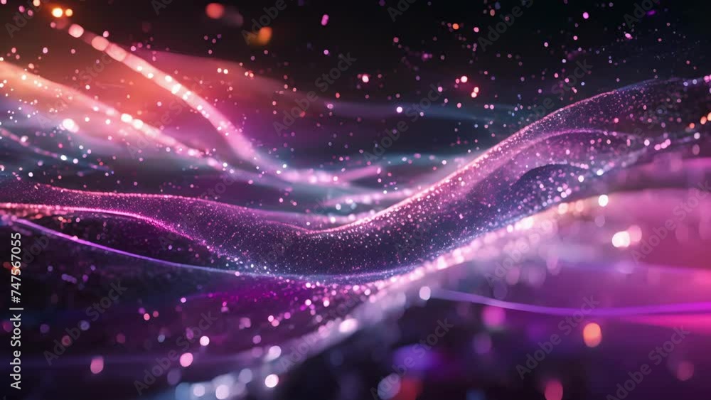 Poster a mesmerizing display of iridescent particles dancing in harmony forming a delicate veil of shimmeri