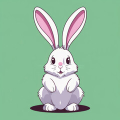 Obraz premium Colorful illustration of a cute Easter bunny isolated on a solid color background.