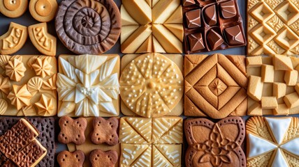 Collage of quilted cookies in different geometric patterns, emphasizing the playful use of shape in cookie art