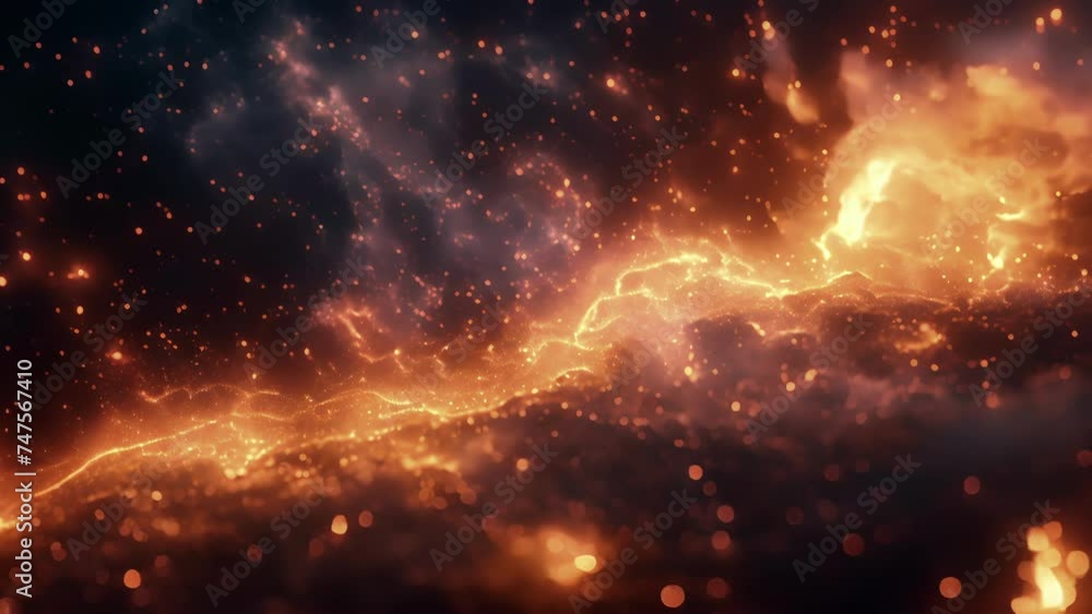 Poster texture of a firework exploding in the sky showcasing a multitude of colors and movement in a split 