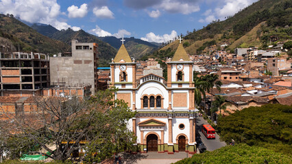 Ciudad Bolivar, Antioquia - Colombia. February 21, 2024. Immaculate Conception Parish, located in...
