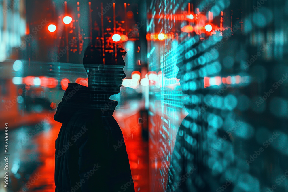 Poster digital crime by an anonymous hacker, concept.