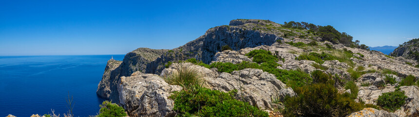 Cap Formentor rocky landscape panorama, Maiorca