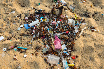 Trash and beach debris