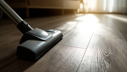 Vacuum cleaner wooden floor - obrazy, fototapety, plakaty