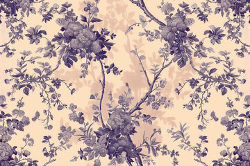 Traditional Violet and Copper Toile Pattern