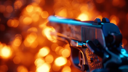 close-up to handgun