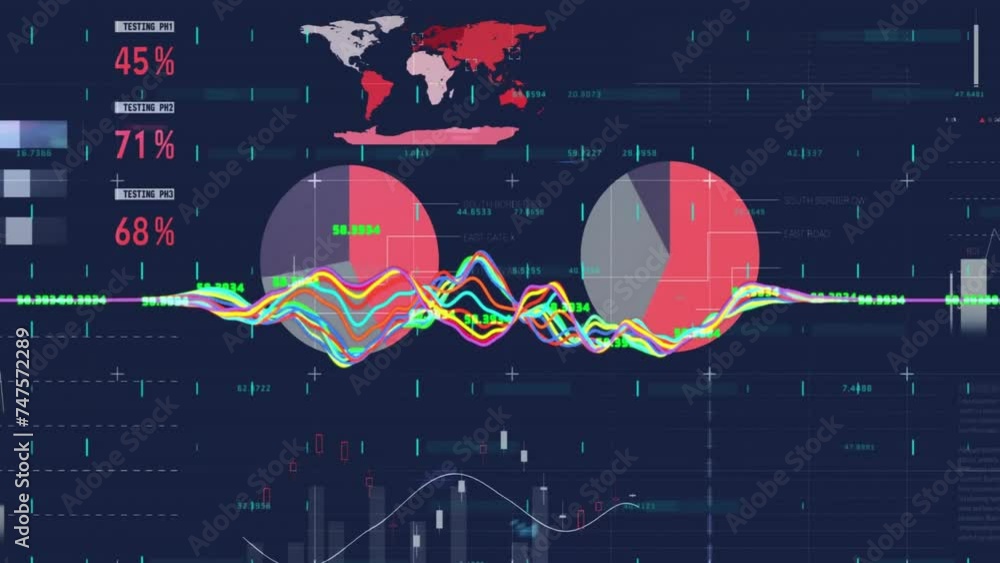 Poster Animation of diagrams and data processing over world map