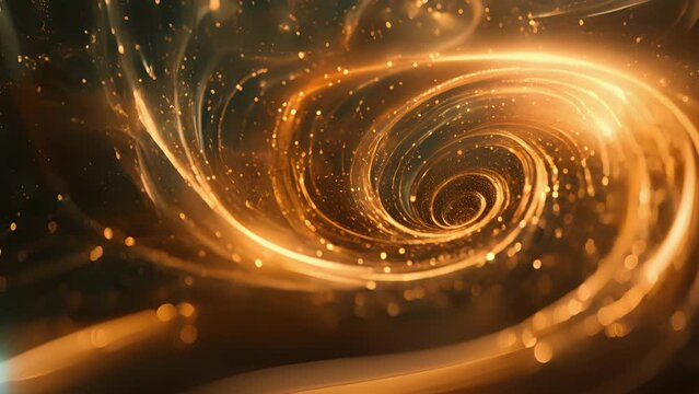 Swirling pulsating patterns come together and apart in a mesmerizing display representing the simultaneous duality and interconnectedness of the subatomic world in Quantum