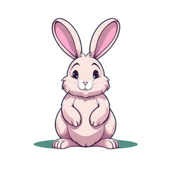 Colorful illustration of a cute Easter bunny isolated on a transparent background. Animal nature icon concept in premium vector style.