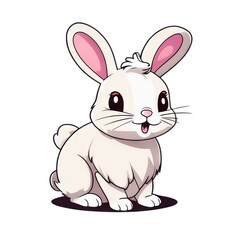 Colorful illustration of a cute Easter bunny isolated on a transparent background. Animal nature icon concept in premium vector style.