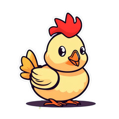 Colorful illustration of a cute chicken baby isolated on a transparent background.