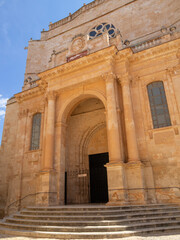 The neoclassical doorway of Ciutadella de Menorca Cathedral