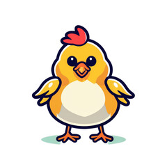 Colorful illustration of a cute chicken baby isolated on a transparent background.