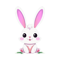 Colorful illustration of a cute Easter bunny isolated on a transparent background. Animal nature icon concept in premium vector style.