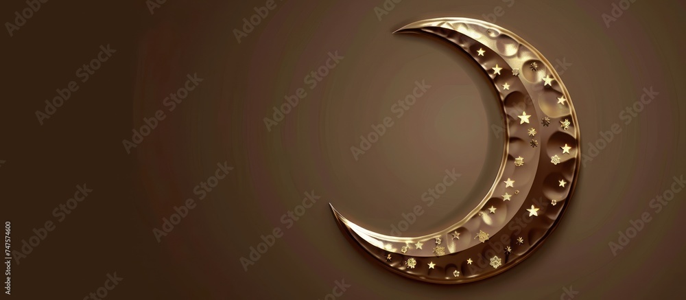 Wall mural decorative moon on brown background