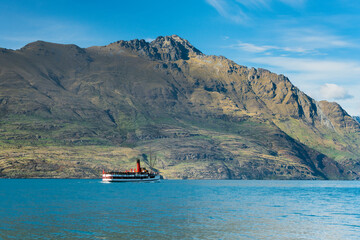 Obraz premium Schiff Earnslaw, Lake Wakatipu, Queenstown, Otago, Südinsel, Neuseeland, Ozeanien