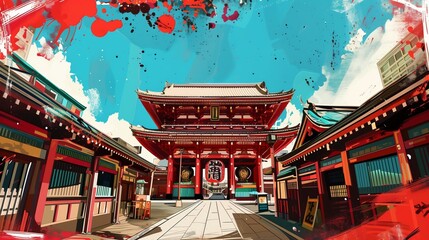 Bustling Asakusa: A Blend of Tradition and Modernity - obrazy, fototapety, plakaty