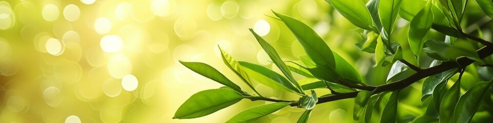 Obraz premium green leaves and twigs background.
