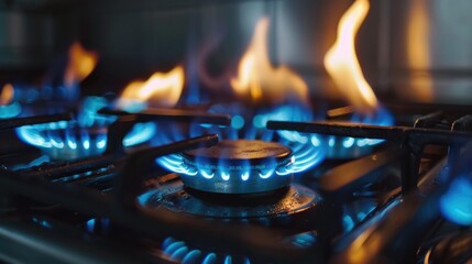 Gas flame for cooking or blowing, easy to control the fire Generative AI