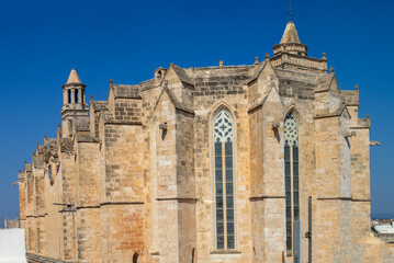 Fototapeta na wymiar The gothic style apse with gargoyles from the Ciutadella de Menorca Cathedral