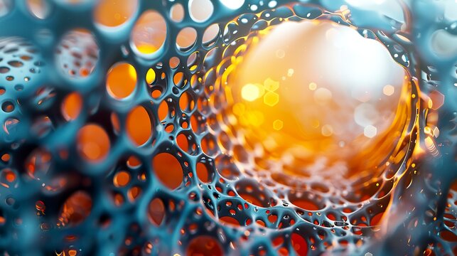 A detailed 3D rendering highlights carbon nanotubes in an intricate and precise configuration. Microscopic nanotechnology structures in fascinating complexity.