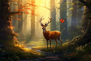 Poster a deer in a forest © Andrei