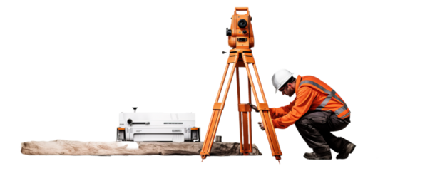 A worker on the safe wear and helmet measuring surveying.