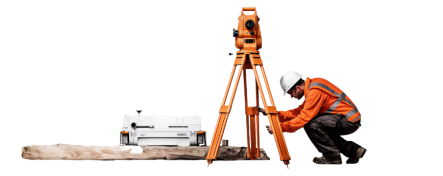 A worker on the safe wear and helmet measuring surveying.