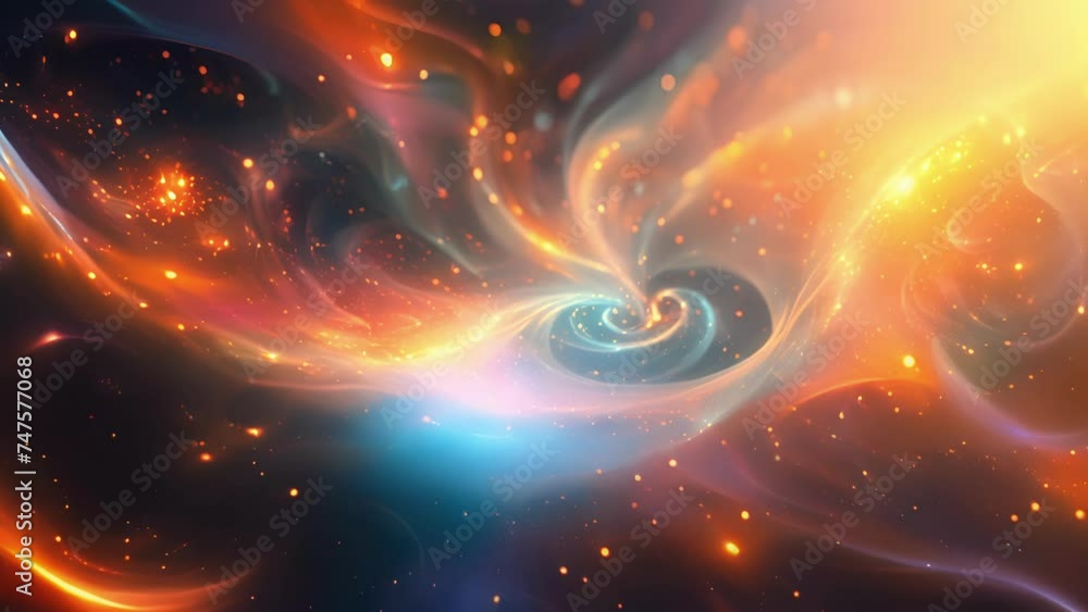 Poster an ethereal realm of quantum particles intertwining and entangling in a delicate ballet of probabili