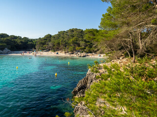 Cala Turqueta seen from the cliffs, Menorca