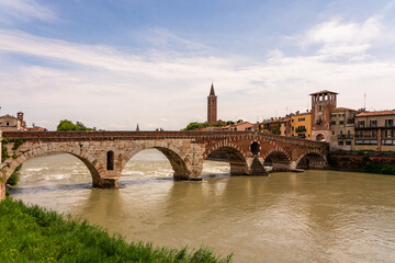 Naklejka premium Panoramic view of the old town of Verona in Italy.