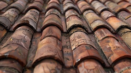 Old tiled roof Generative AI