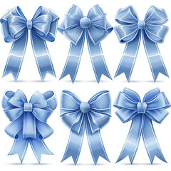 Set with Ribbons, Banners, Bows, For Advertising, Commemorative Dates, Birthdays, Weddings, Christmas, Valentine's Day, Mother's Day, Father's Day, Easter - Color Blue