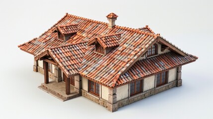 Old tiled roof Generative AI