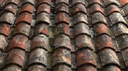 Old tiled roof Generative AI