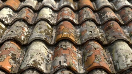 Old tiled roof Generative AI
