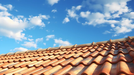 Naklejka premium Close-up of roof of house with blue sky