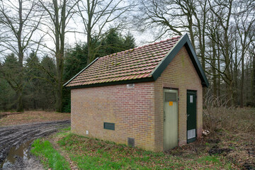 Obraz premium Pump service building in the Netherlands near Hilvarenbeek for water management
