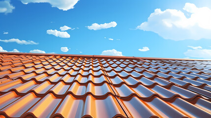 Close-up of roof of house with blue sky