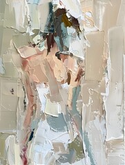 loose palette knife abstract figure study, beautifully blended, large strokes, oil paint 