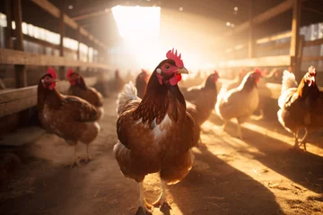 Foto op Aluminium a group of chickens in a barn © Andrei