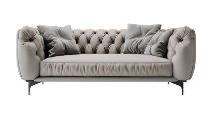 A sleek sofa unique design with sleek curves, transparent background.