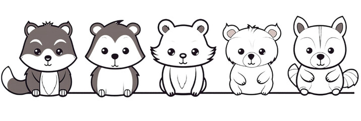 Forest animals. fox, deer, raccoon, owl in watercolor. isolated on the transparent background