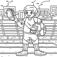 American Football Female Player Coloring Page 