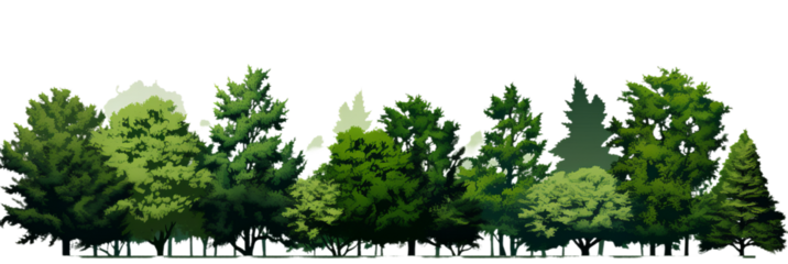 Illustration of the cartoons different trees on the transparent background
