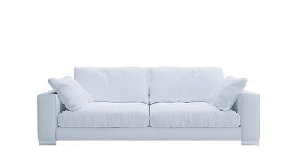Obraz premium A contemporary sofa featuring minimalist design and plush cushions, transparent background.